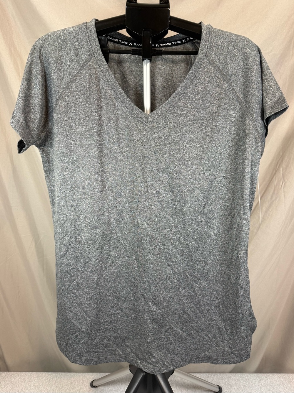 Game Time Athletic V-Neck Raglan Tee Heather Grey- Size 2XL